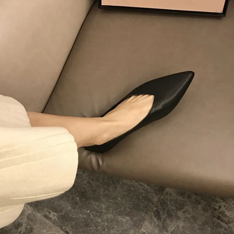 Genuine Leather Pointed-Toe Flats for Women