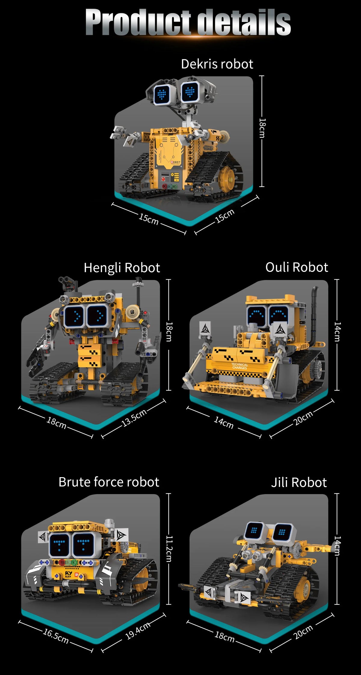 Digital display 5-in-1 transformable robot model assembly, remote control robot building blocks toy, children's toy gift