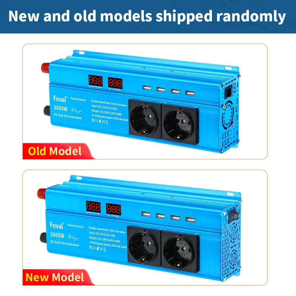 Pure Sine Wave Inverter | DC 12V to AC 220V | 1000W–3000W