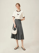 Women's Pleated Midi Skirt – Elegant Office Style