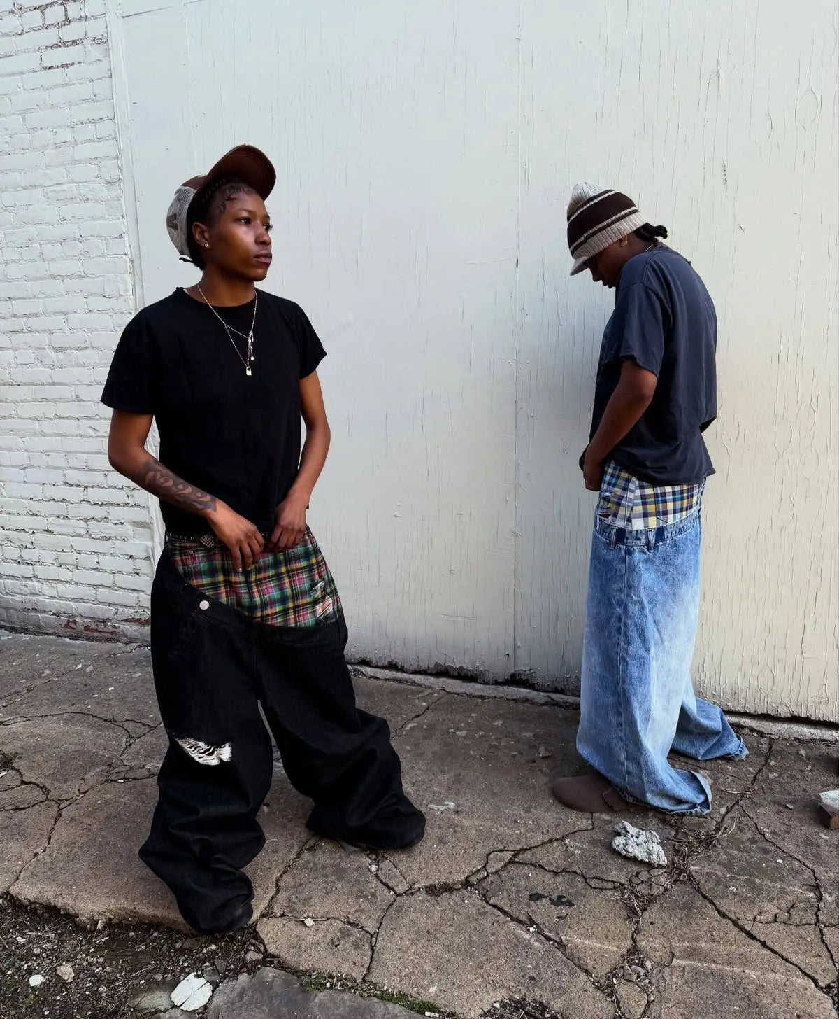 Unisex Y2K Plaid Baggy Jeans