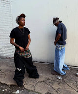 Unisex Y2K Plaid Baggy Jeans