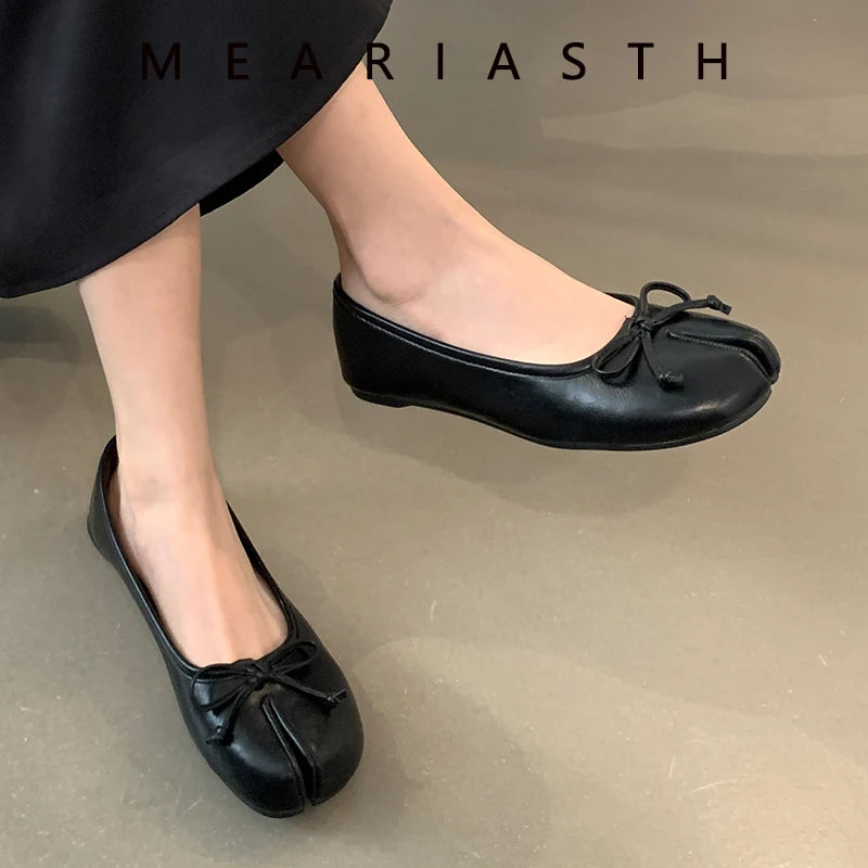 Women's Split-Toe Bow Loafers | Elegant Flat Pumps