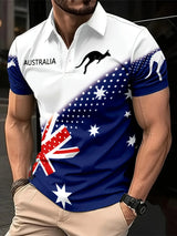 Australian Flag Kangaroo Print Men's Polo Shirt