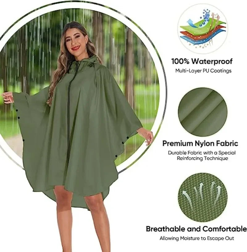 Waterproof Hooded Rain Poncho – Lightweight & Stylish