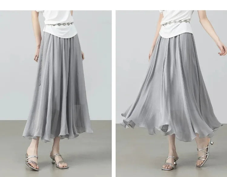 Sentubila Flowy A-Line Skirt – Iridescent Sheen