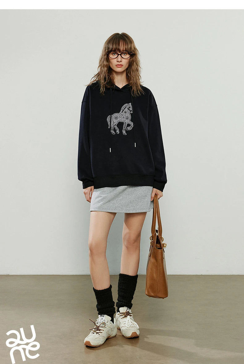Women's Embroidered Relaxed-Fit Hoodie