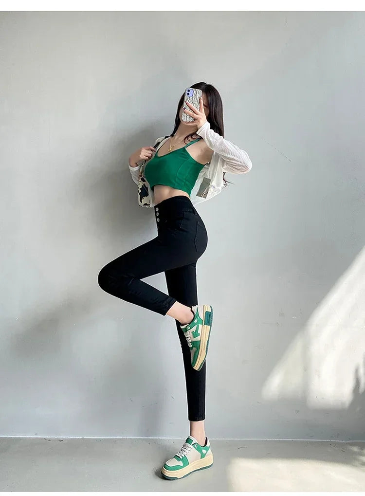 Women's High Waist Stretch Jeans – Slim Denim Pants