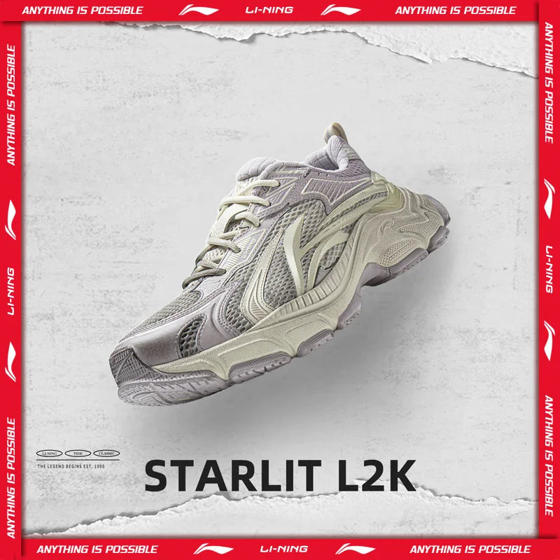 Li-Ning Women's STARLIT L2K Lifestyle Shoes Cushioning Lightweight Rebound LiNing Stylish Classic Casual Shoes AGLW078