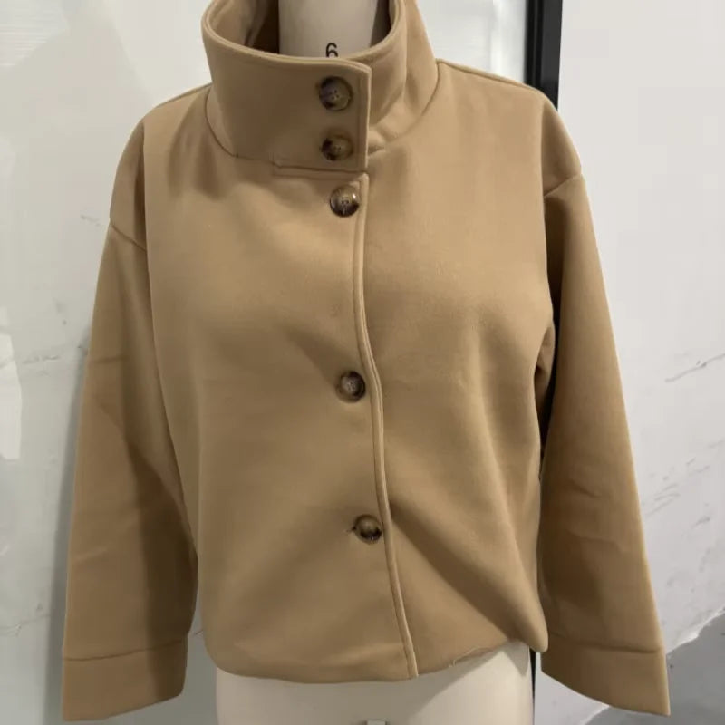 Stand Collar Woolen Short Coat
