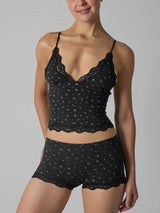 Europe American Simple Pink Light Thin Lace Strap Tank Top Flat Corner Lace Underwear for Women Comfortable Stretchy Short Sets