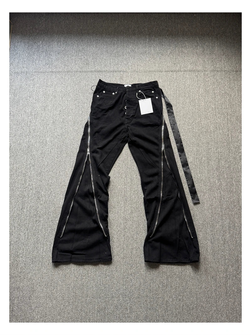 Men's High Street Flare Denim Jeans – Zipper Detail