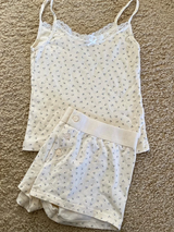 Strawberry Vest Shorts 2 Pieces Set Woman Eyelet Bow Slim Tank Top with Elastic Waist Patchwork Straight Short Pant Sweet Sets