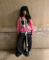 Retro Y2K Graphic Zip-Up Hoodie