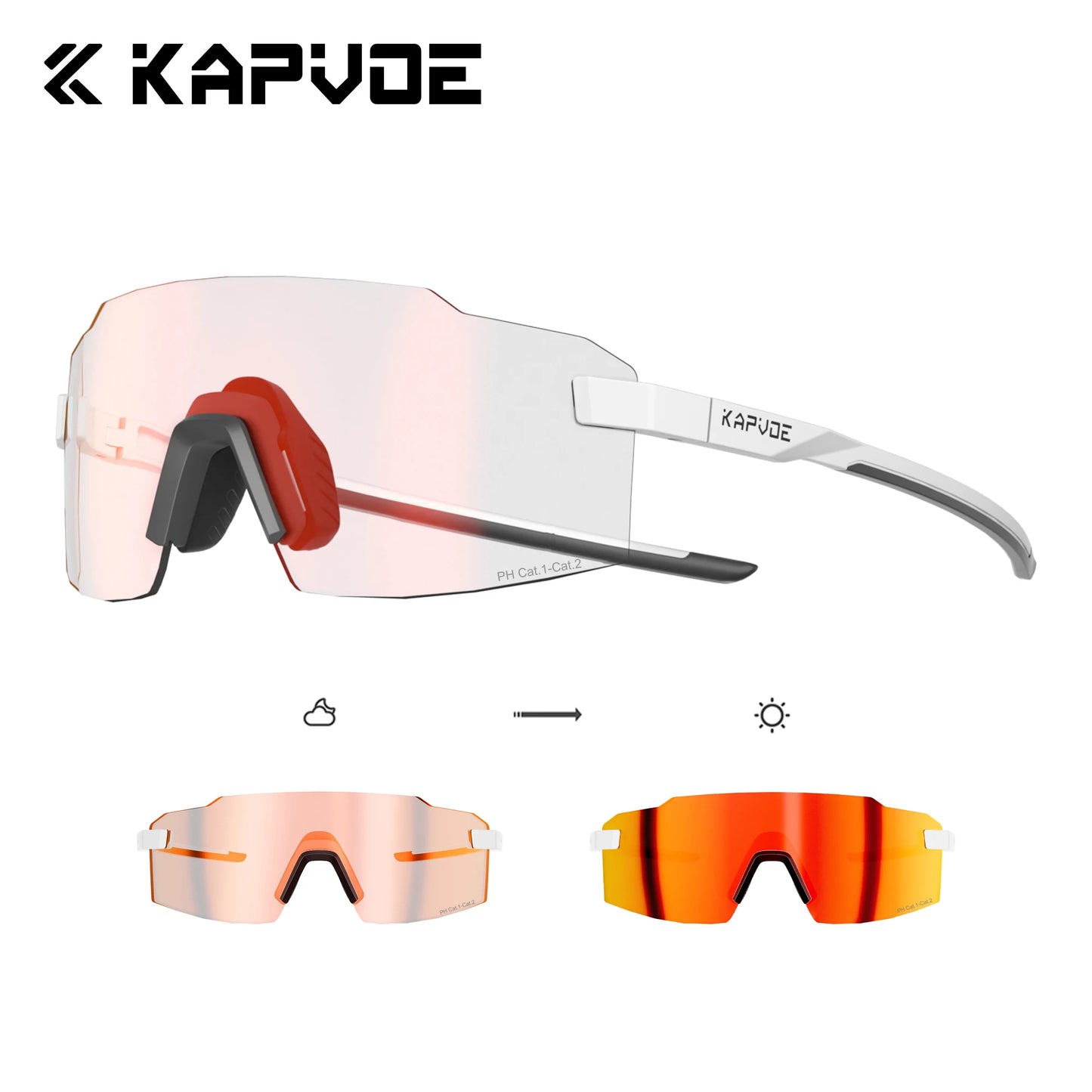 Kapvoe Fashion Sunglasses for Men Photochromic Runnning Glasses Light-Weight Cycling Glasses Bike Women UV400 Hiking Eyewear