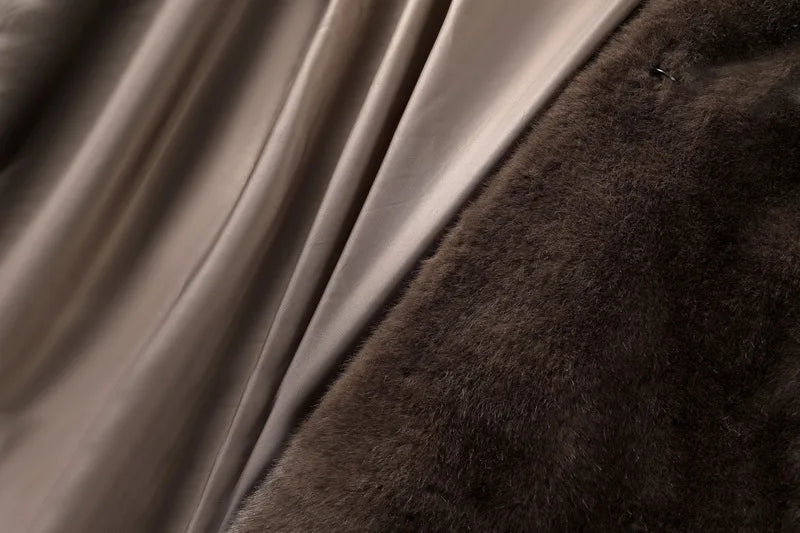 Luxury Faux Mink Long Overcoat