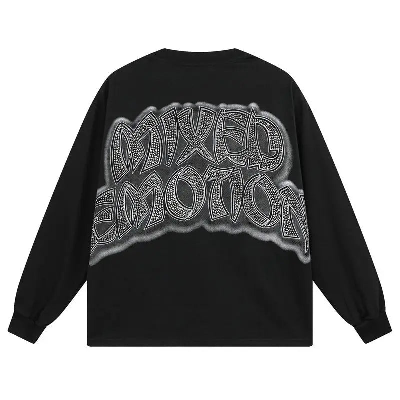 Mixed Emotion Oversized Cotton Long Sleeve T-Shirt