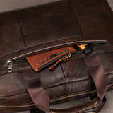 Luufan Genuine Leather Men's Business Handbag 15" Laptop Briefcase Bag Male A4 Document Shoulder Message Computer Bag Work Tote