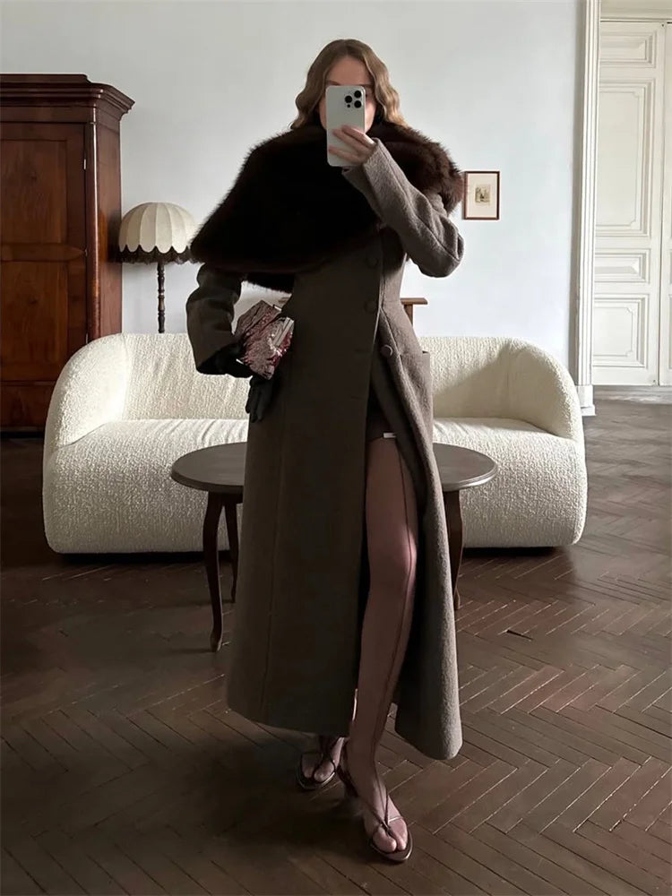 Elegant Fur & Feather 2-Piece Maxi Set