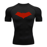 Summer Casual Run Compression T-Shirt Men Tops Bat Print Quick-Dry Fitness Gym Sportswear MMA Rashguard Jersey Workout Tee Male