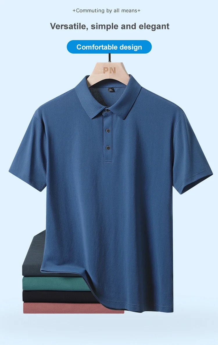 Men's Breathable Mesh Polo Shirt – Ice Silk Summer Top