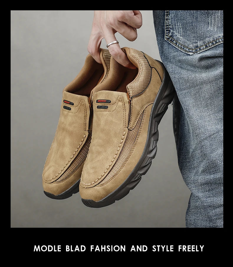 Men Leather Casual Shoes Breathable Loafers Men Sneakers New Male Comfortable Leather Flat Footwear Sneakers Men Shoes