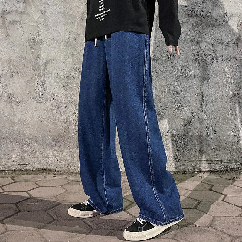 Men's Korean Wide-Leg Jeans – Relaxed Streetwear Fit