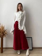 Women's Satin Maxi Skirt – Elegant Ankle-Length