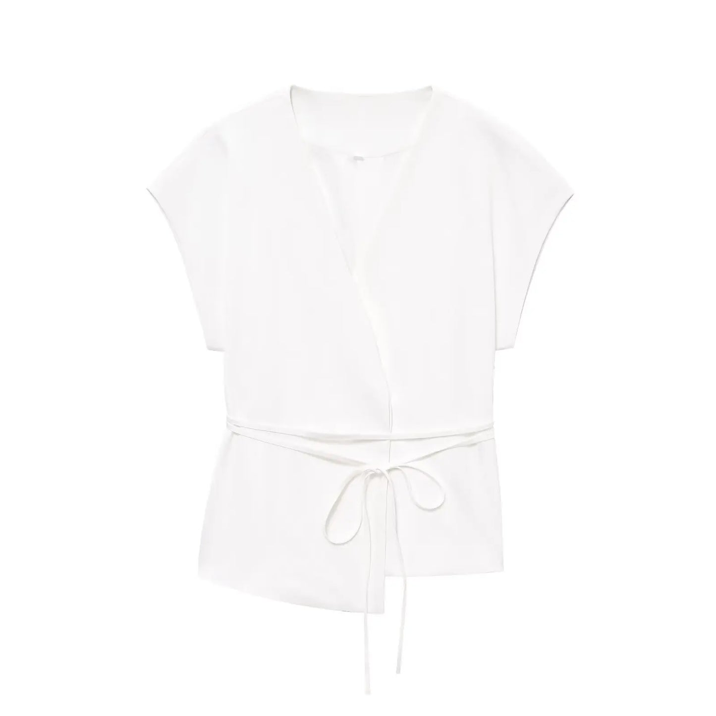 2-Piece Sleeveless V-Neck Trouser Set with Belt – Summer Commuter Wide Leg Suit