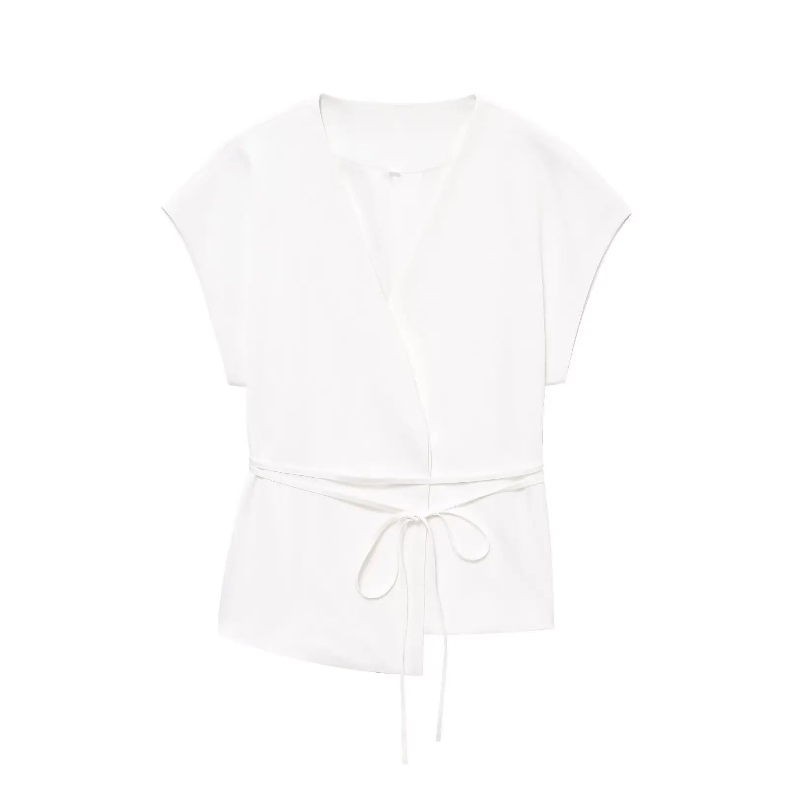 2-Piece Sleeveless V-Neck Trouser Set with Belt – Summer Commuter Wide Leg Suit