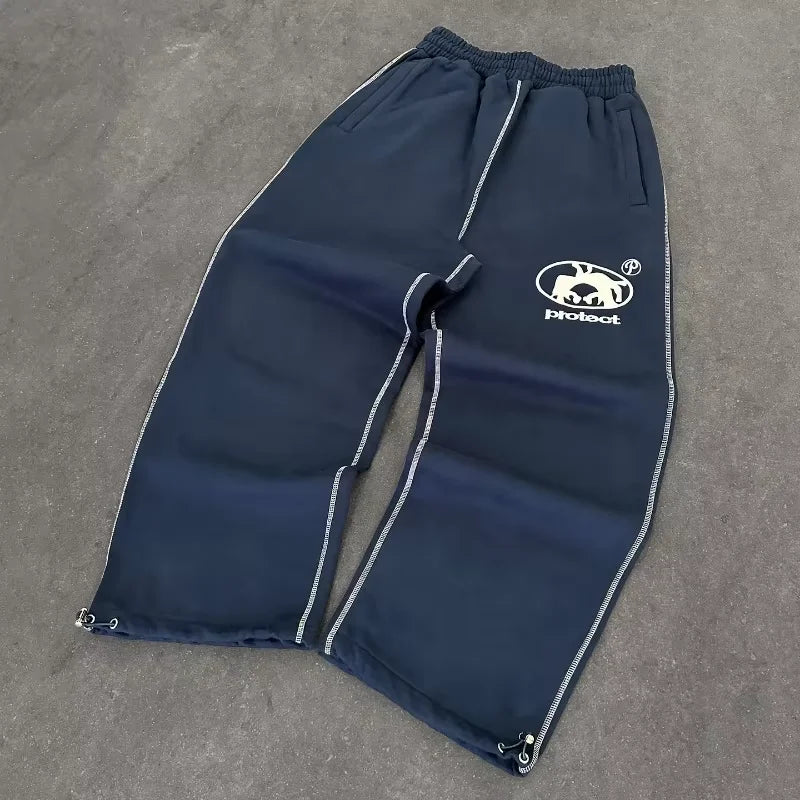 Men's Y2K Embroidered Wide-Leg Pants