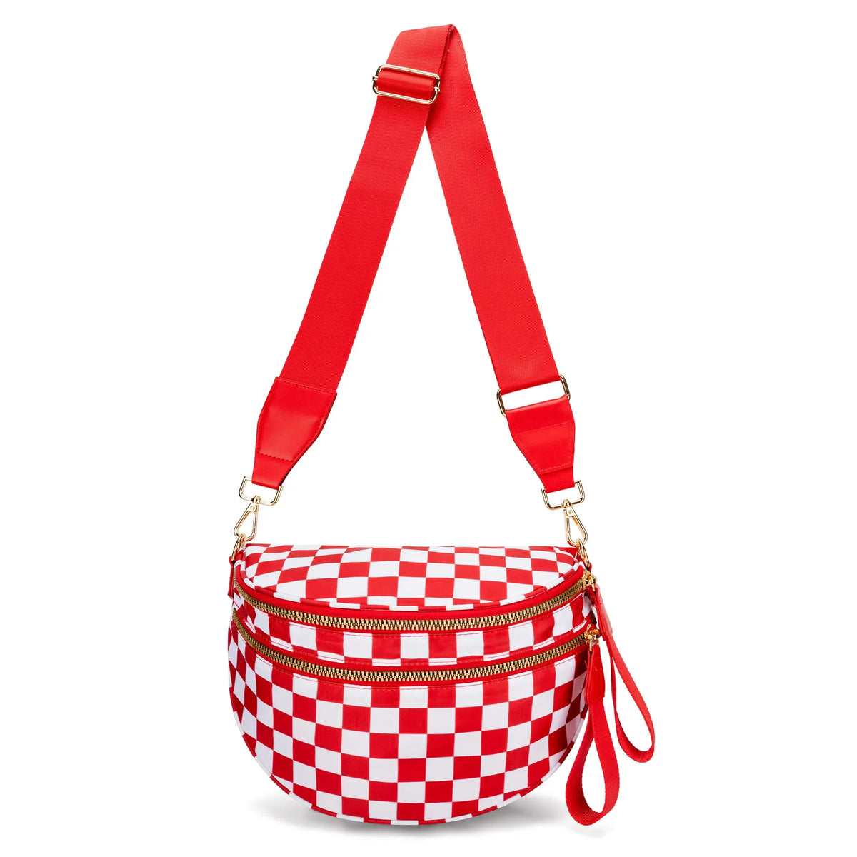 Women Checkered Bum Bag Casual Fanny Pack Large Capacity Crossbody Adjustable Strap Simple Shoulder Mommy Bag Daily Travel Tote