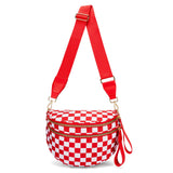 Women Checkered Bum Bag Casual Fanny Pack Large Capacity Crossbody Adjustable Strap Simple Shoulder Mommy Bag Daily Travel Tote