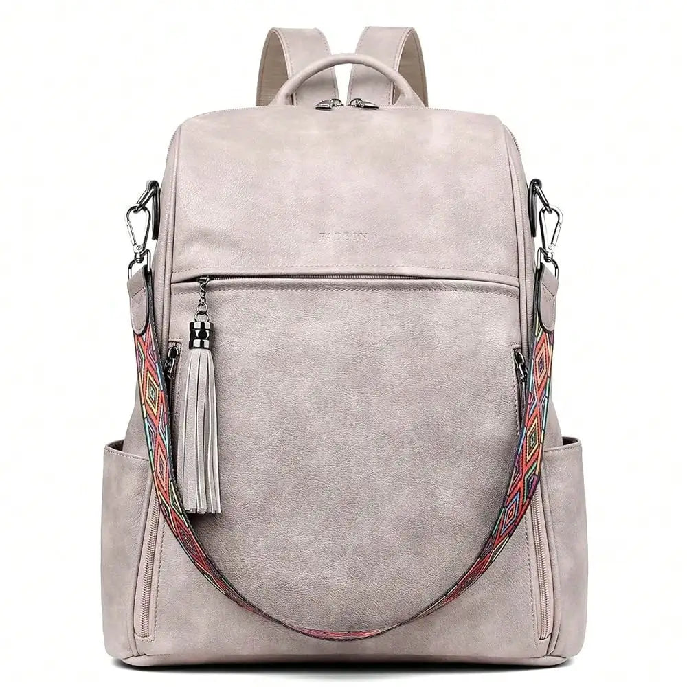 Women's Genuine Leather Laptop Backpack — 15.6" Retro Style