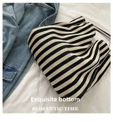 Female Casual Multifunctional Travel Top-handle Handbag Large Capacity Canvas Women Shopper Tote Simple Striped Shoulder Bag2025