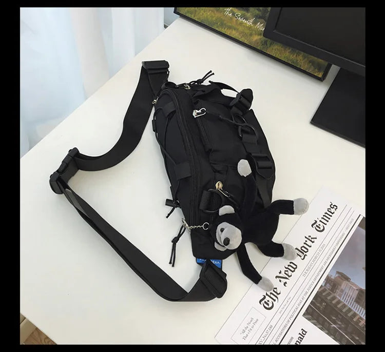 2024 Techwear Style Punk Hip Hop Single Shoulder Crossbody Bag Men Women Street Vintage Chest Bag Casual Sport Fanny Pack