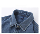 Mens High Quality Custom Weave Slub Deconstructed Patchwork Denim Shirt Trendy Distressed Wash Streetwear Casual Long Sleeve