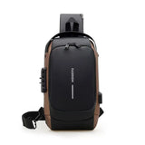 Sling Bag for Men Women Theft Crossbody Backpack with USB Charging Port Waterproof Chest Bag with Password Lock