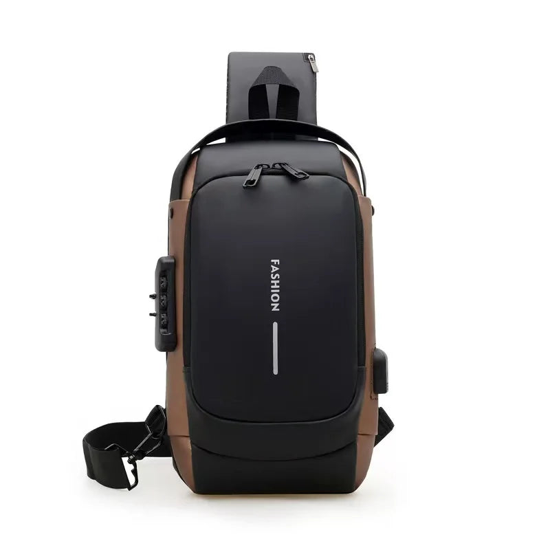 Sling Bag for Men Women Theft Crossbody Backpack with USB Charging Port Waterproof Chest Bag with Password Lock