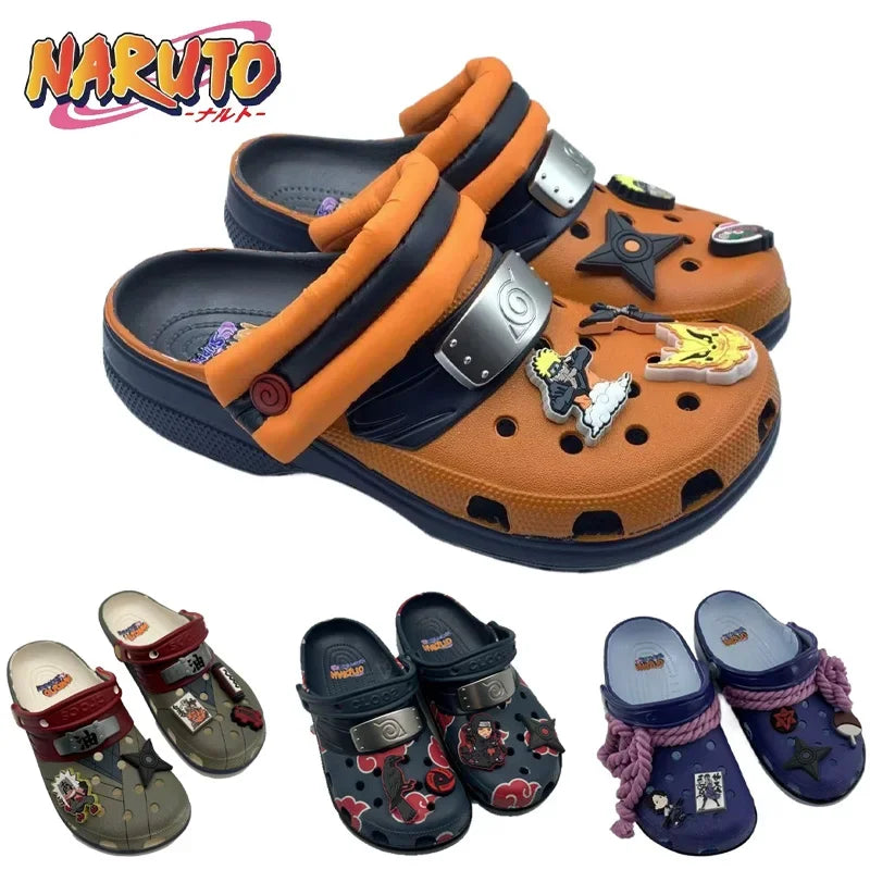 Naruto Anime Summer Men's Sandals Thick-Soled Non-Slip Slippers Sasuke Itachi Kakashi Breathable Toe-Cap Casual Beach Slippers