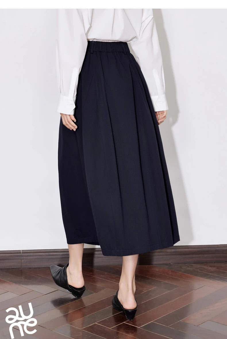 Toyouth Women's Cotton A-Line Midi Skirt | S–XL