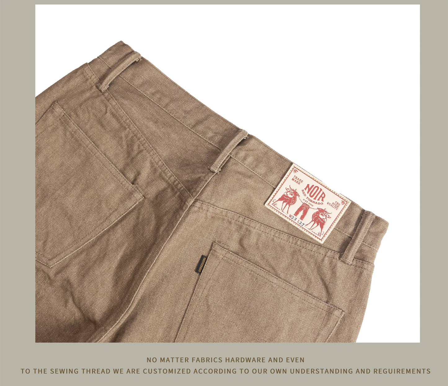 Red Tornado American Jeans Men's Retro 18oz Loose Straight Brown Selvedge Denim Jeans 634 Version