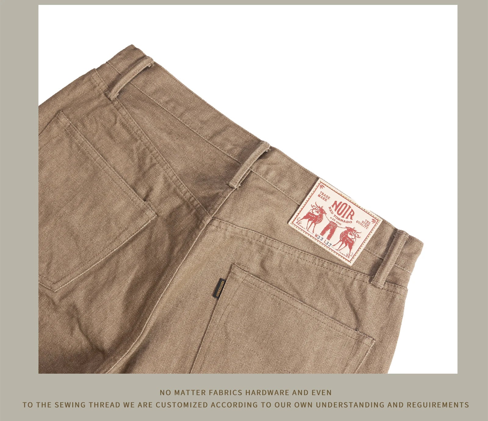Red Tornado American Jeans Men's Retro 18oz Loose Straight Brown Selvedge Denim Jeans 634 Version