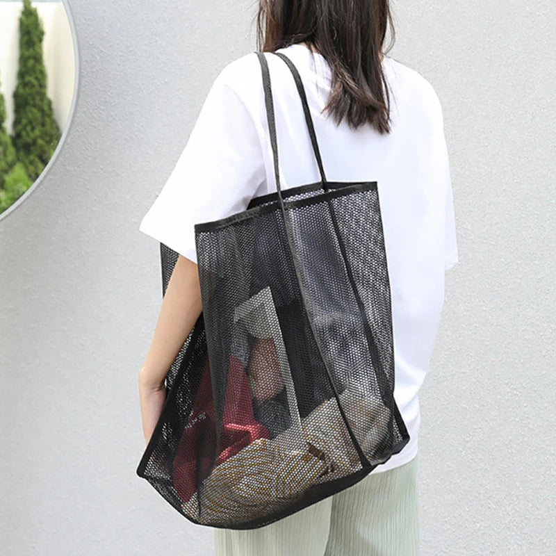 Women's Mesh Tote Bag for Beach & Shopping