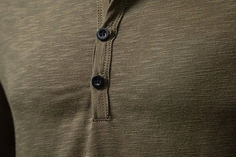 Men's Cotton Henley Long Sleeve Shirt