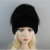 Women's Luxury Rex Rabbit & Fox Fur Beanie Hat