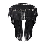 Women Studded Suede Collar Shawl Scarf Wrap Western Fringe Vest Boho Hippie Cowgirl Outfits
