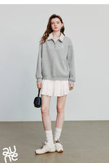 Women’s Green Colorblock Collared Sweatshirt