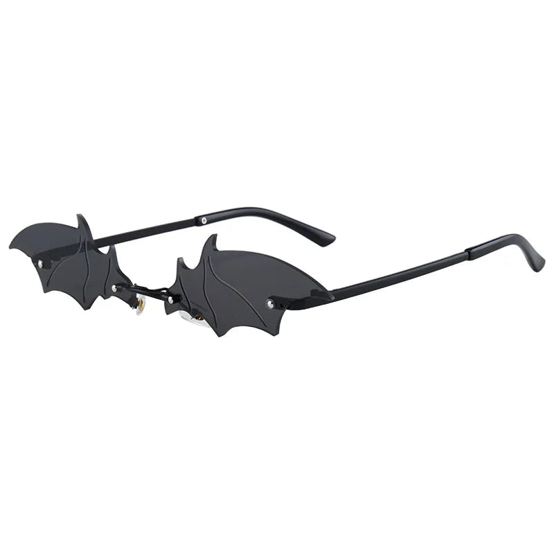 Bat Wing Rimless Sunglasses – Gothic Party Eyewear