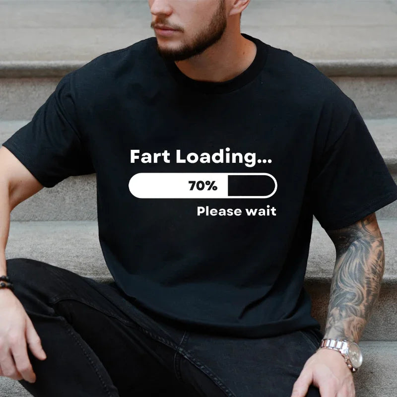 Huge Fart Loading Men's T-shirt Humor Tee Joke Gag Tshirt for Dad Gifts Guys Male Clothes Short Sleeve Tees Funny Graphic Tops